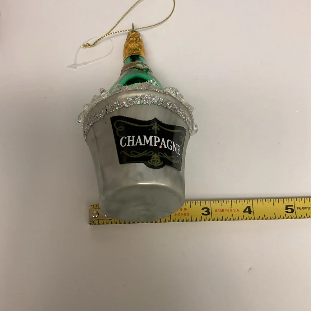 SILVER TREE GLASS CHAMPAGNE BUCKET AND BOTTLE 5.5” NWOT - Picture 10 of 13